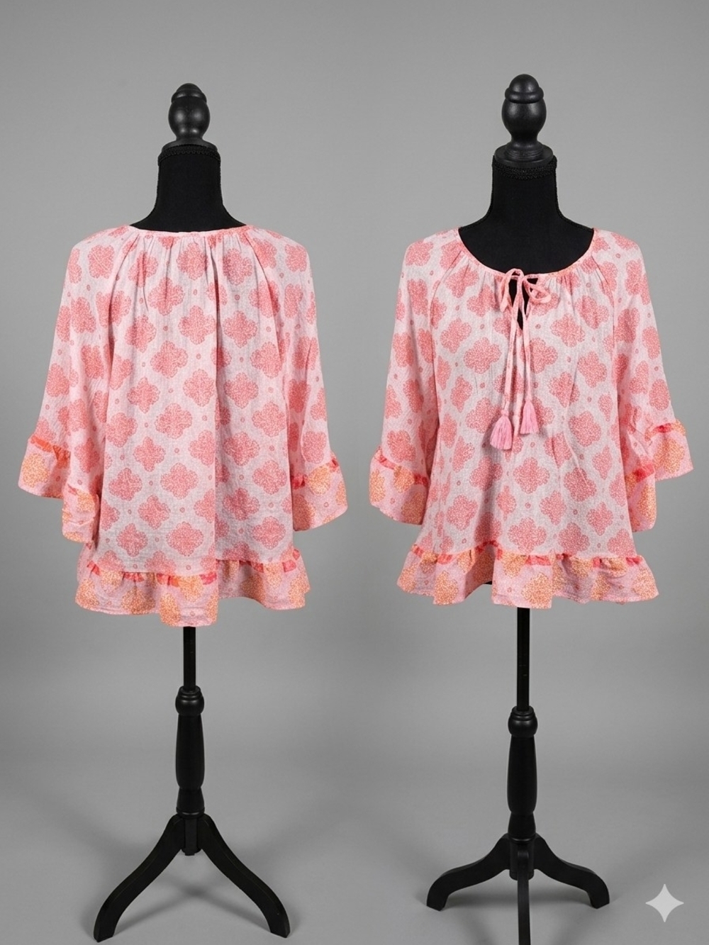 Nanette Lepore Size L Women’s BOHO Tie-Neck Ruffle Blouse size Large.